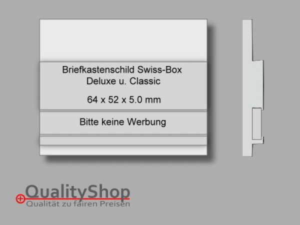 Briefkastenschild Swiss-Box  Deluxe / Classic mit (Bitte Keine Werbung)